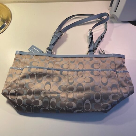 Coach medium pocketbook blue/grey and gold - Picture 3 of 5